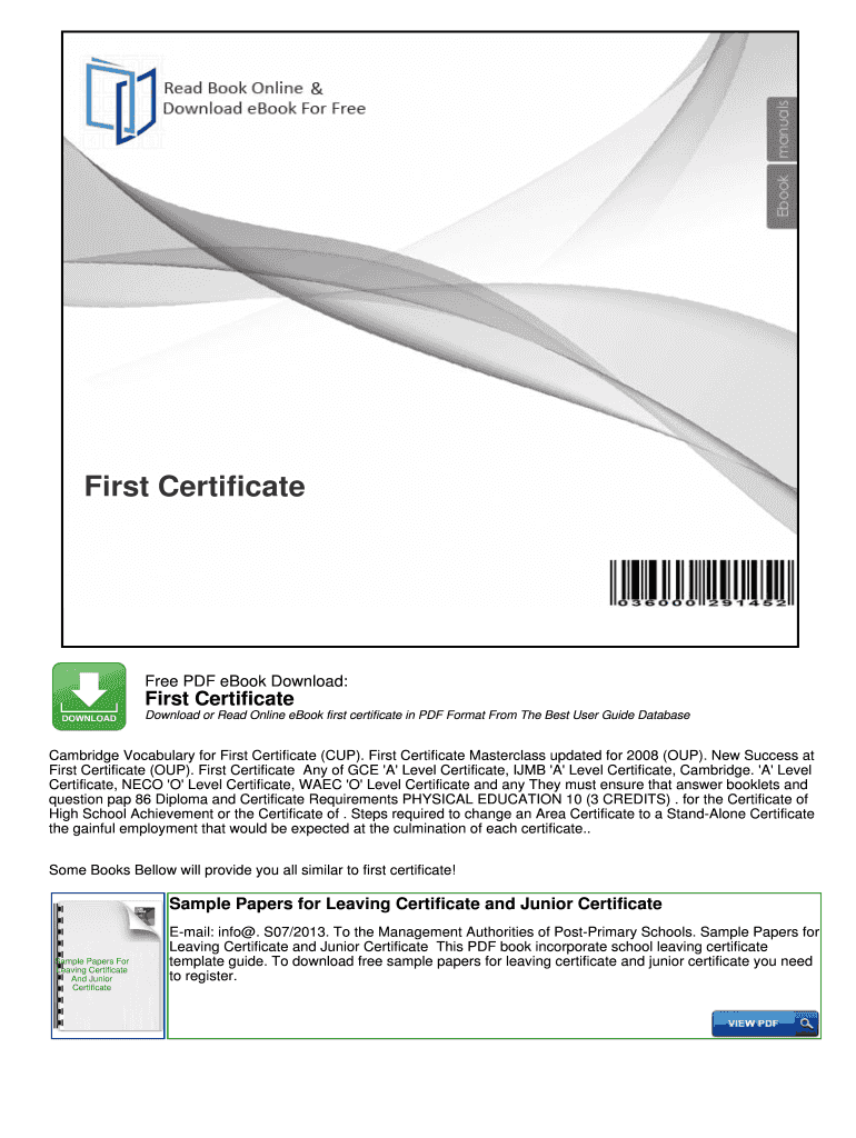 First Certificate Mybooklibrary Com  Form