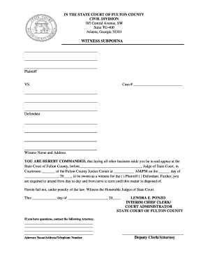In the STATE COURT of FULTON COUNTY CIVIL DIVISION 185  Form