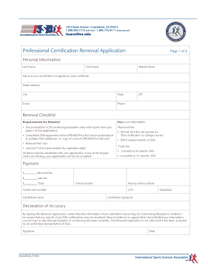 Issa Certification Renewal  Form