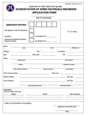 Dpwh Materials Form