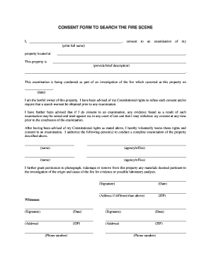 CONSENT FORM to SEARCH the FIRE SCENE Nfa Plateau Com