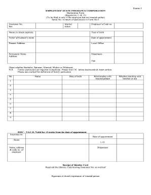 Esic Declaration Form 1 in Word Format