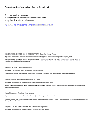 Construction Variation Template Excel  Form