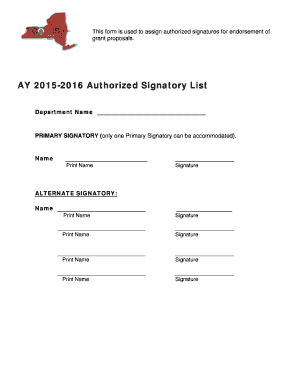 Authorized Signatory List Template  Form