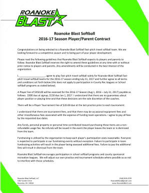 Travel Softball Contract Template  Form