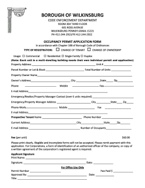 Occupancy Permit  Form