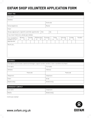 Oxfam Volunteer Application Form