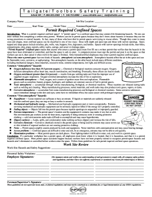 TailgateToolbox Safety Training Infinitihr Com  Form