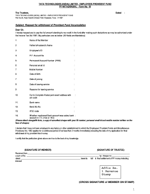 Tata Trust Pf Withdrawal Form PDF