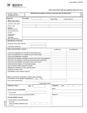 Application for an Inspection of File Euipo Oami Europa  Form