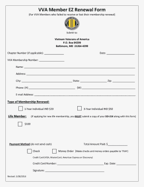  VVA Member EZ Renewal Form Vva 2016