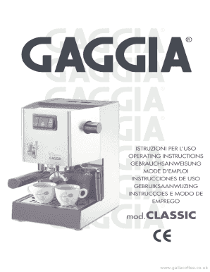 Gaggia Classic Manual PDF  Form