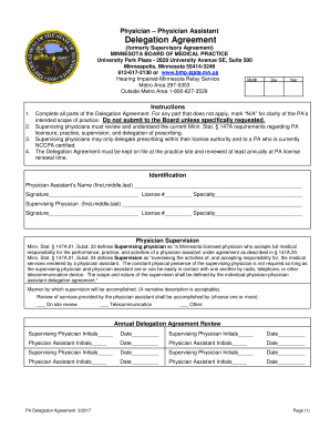  Physician Assistant Delegation Agreement 2017-2024