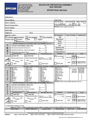 Epcor Backflow Test Report  Form