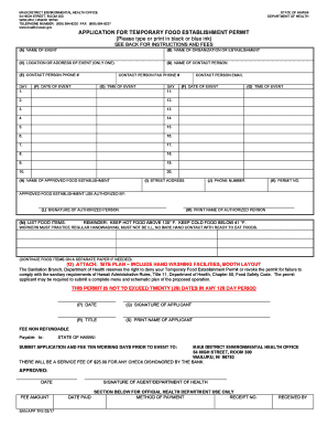 Get and Sign Hawaii Food Permit  Form