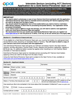  Interstate Seniors Opal Card Application Form 2016