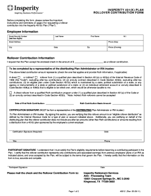 Insperity 401k Rollover Form