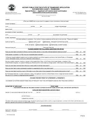 Rutherford County Notary  Form