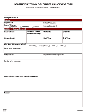 INFORMATION TECHNOLOGY CHANGE MANAGEMENT FORM