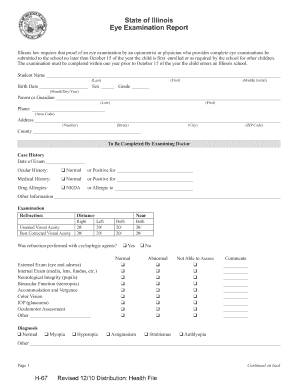 Illinois School Eye Exam Form