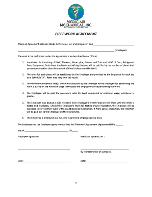 Piecework Contract  Form