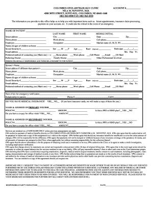 Columbus Otolaryngology Clinic Adult Registration Forms Accident or Injury Contains the Forms Required by the Columbus Otolaryng