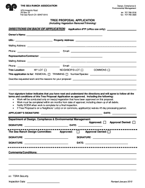 Tree Proposal Application Including Vegetation Removal Trimming Tsra  Form
