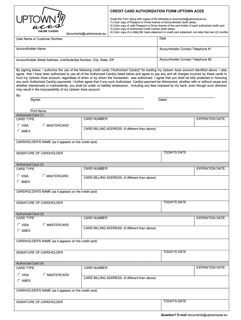 CREDIT CARD AUTHORIZATION FORM UPTOWN ACES  Uptownaces