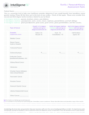 Family Personal History Assessment Indd  Form