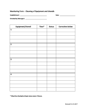 Equipment Monitoring Form