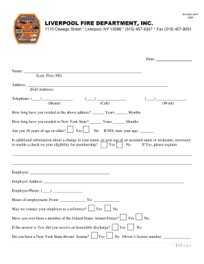 LIVERPOOL FIRE DEPARTMENT, INC  Form