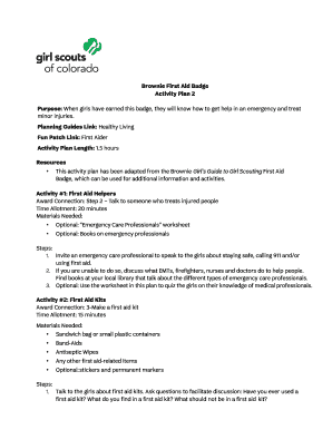 Brownies First Aid Badge Requirements PDF  Form