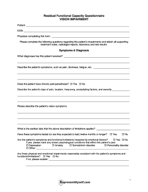 Vision Impairment RFC Questionnaire SS Disability Practice  Form