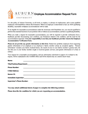 Employee Accommodation Request Auburn  Form