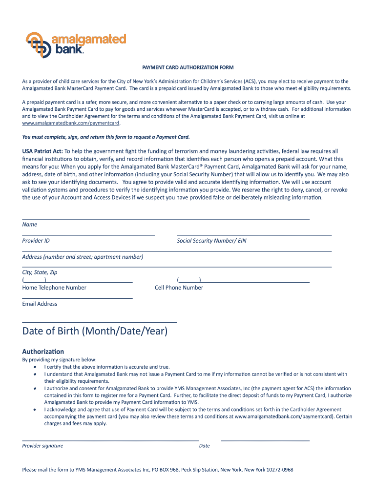 Amalgamated Bank Child Care  Form