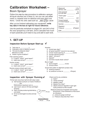 Sprayer Calibration Worksheet Uk  Form