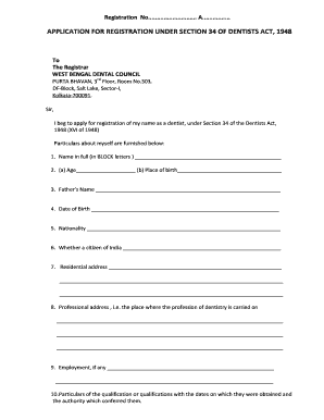 West Bengal Dental Council  Form