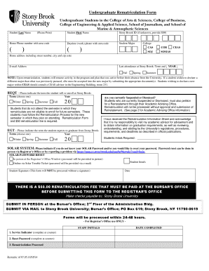  Stony Brook University Rematriculation 2016-2024