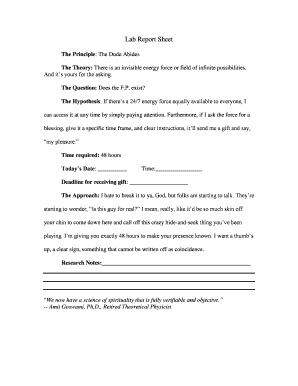 Lab Report Sheet Pam Grout  Form