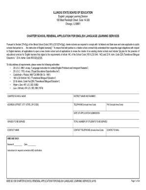 92 15 B Charter School Renewal Application English Language Learning Isbe  Form