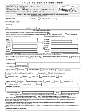 Integranet Prior Authorization Form
