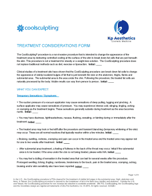 CoolSculpting Treatment Considerations Form
