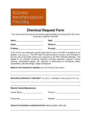 New Chemical Request Form Template
