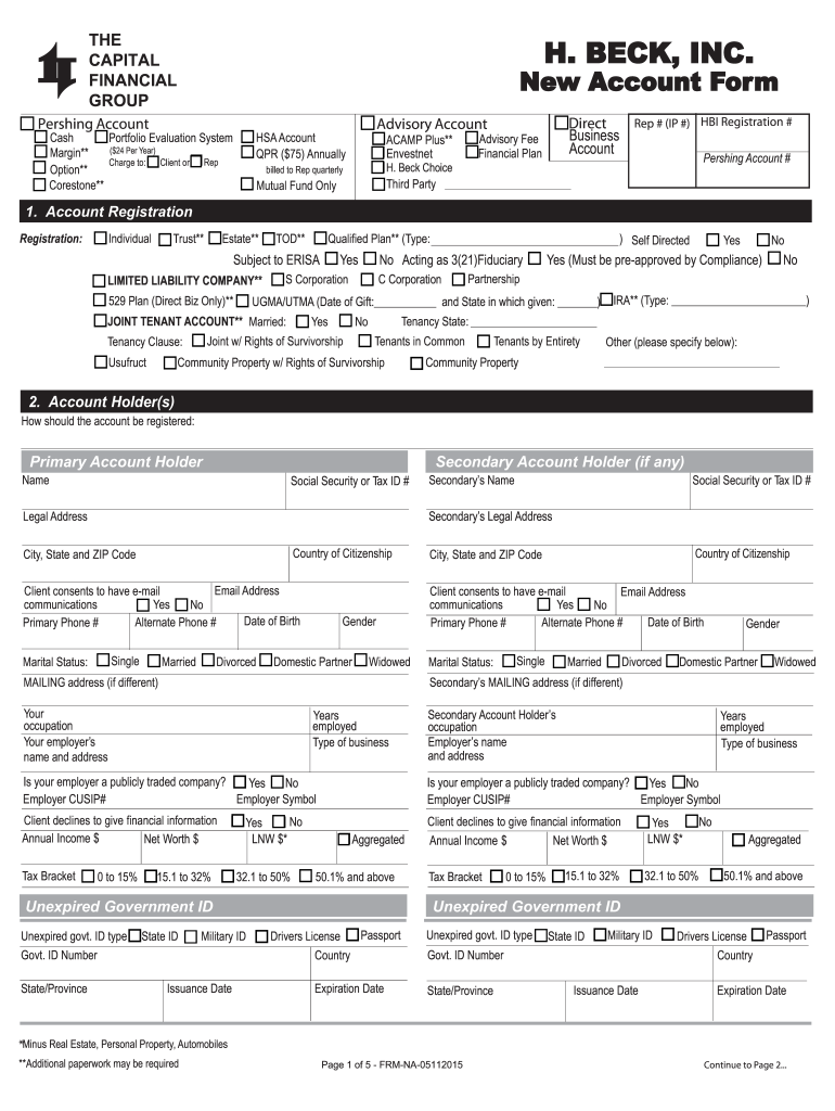 The H BECK, INC  Cfginc Com  Form