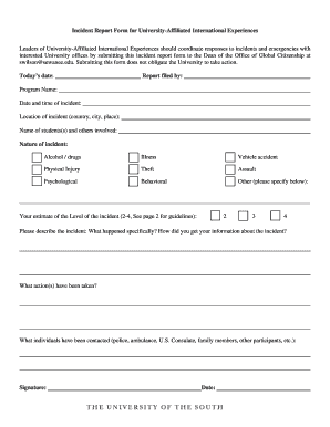 Sewanee Incident  Form