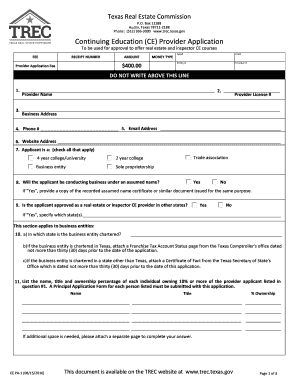 CE PA 1 CE Provider Application  Form