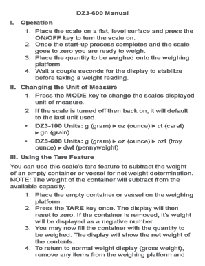 Digitz Scale Manual  Form