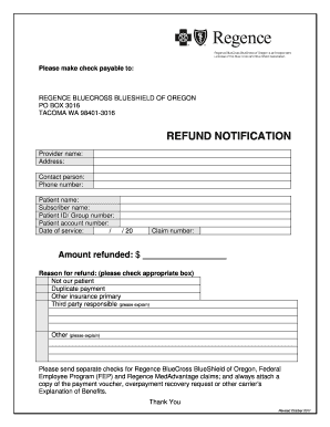 Regence Refund Form