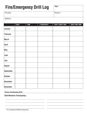 FireEmergency Drill Log  Form