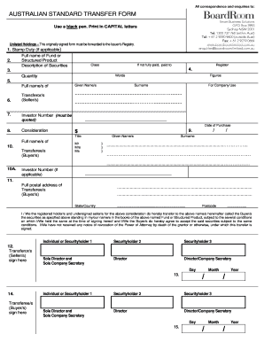 Boardroom Standard Transfer Form